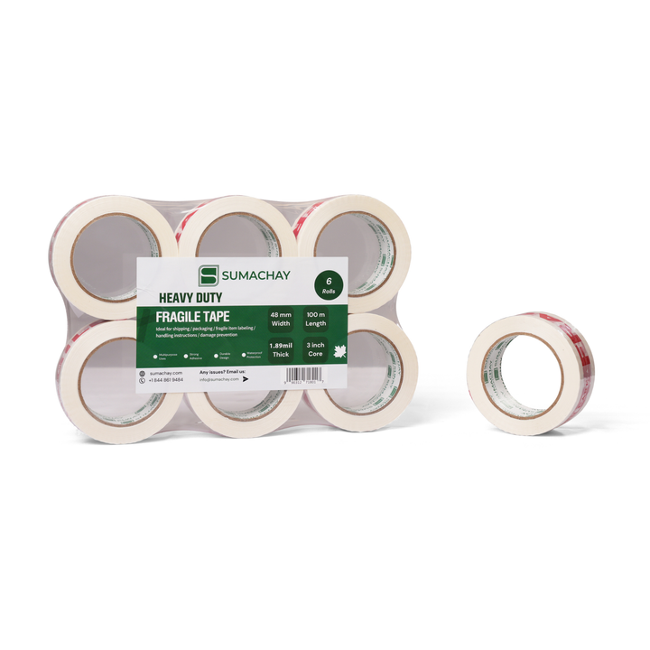 Heavy Duty Fragile Tape – 48mm x 100m, 1.88mil Thick, 3 Inch Core (36 Rolls) Sumachay Lifts