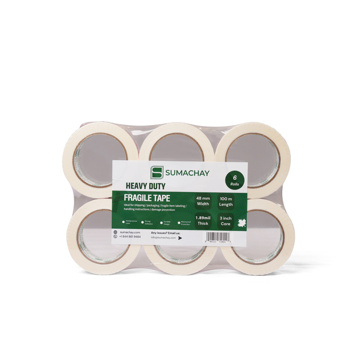 Heavy Duty Fragile Tape – 48mm x 100m, 1.88mil Thick, 3 Inch Core (36 Rolls) Sumachay Lifts