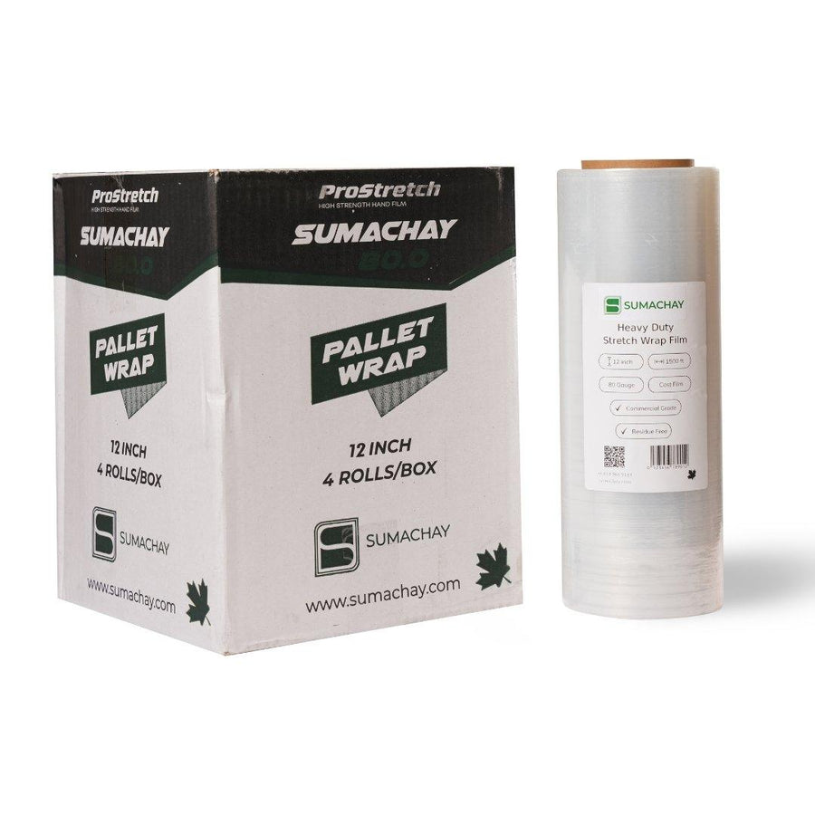 Sumachay 12 Inch Stretch Wrap 80 Gauge Thickness - 1500 feet length - Sumachay LiftsPallet WrapSumachay Lifts